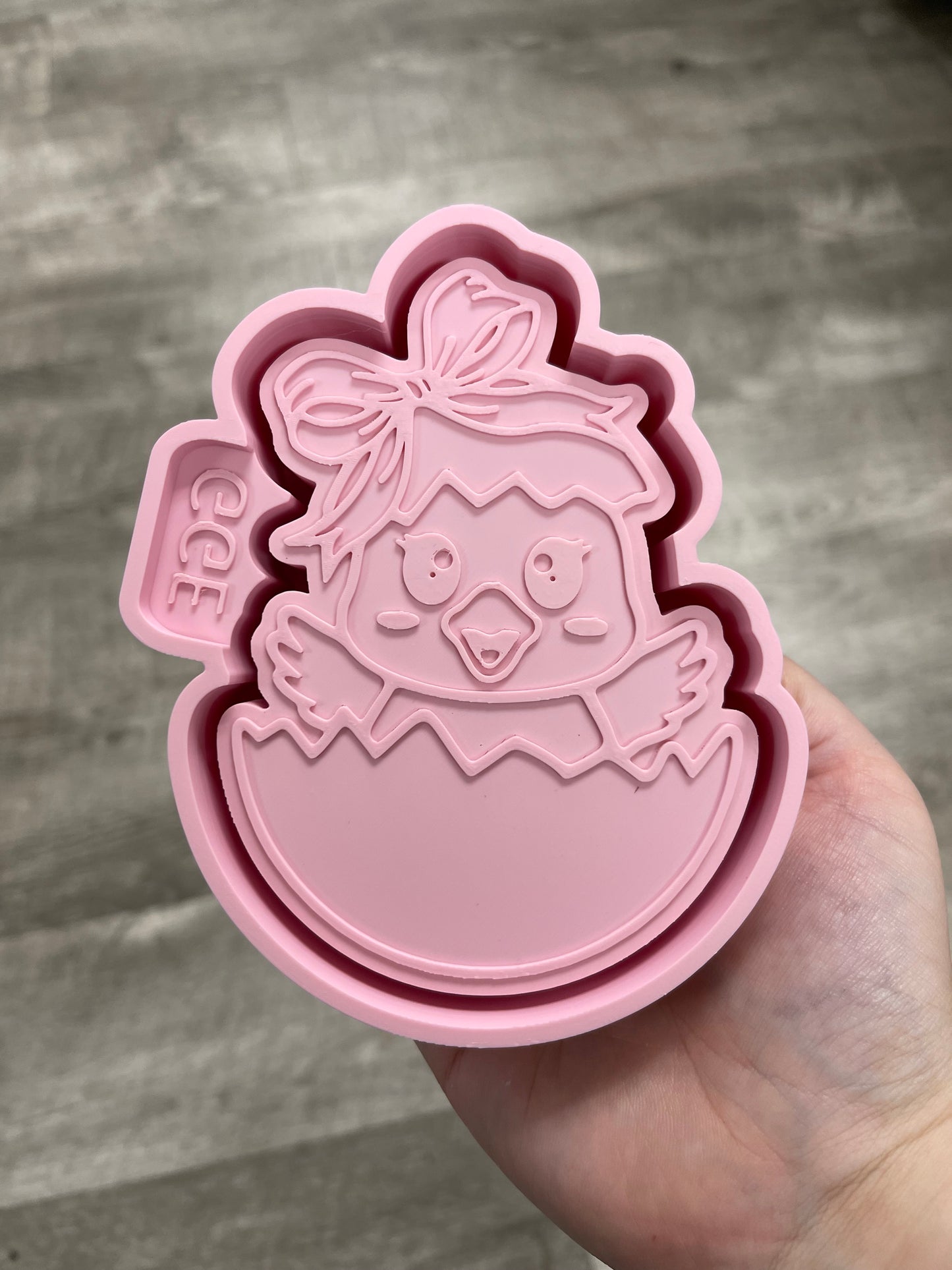 Chick in Egg with GGE Bow - Silicone Mold