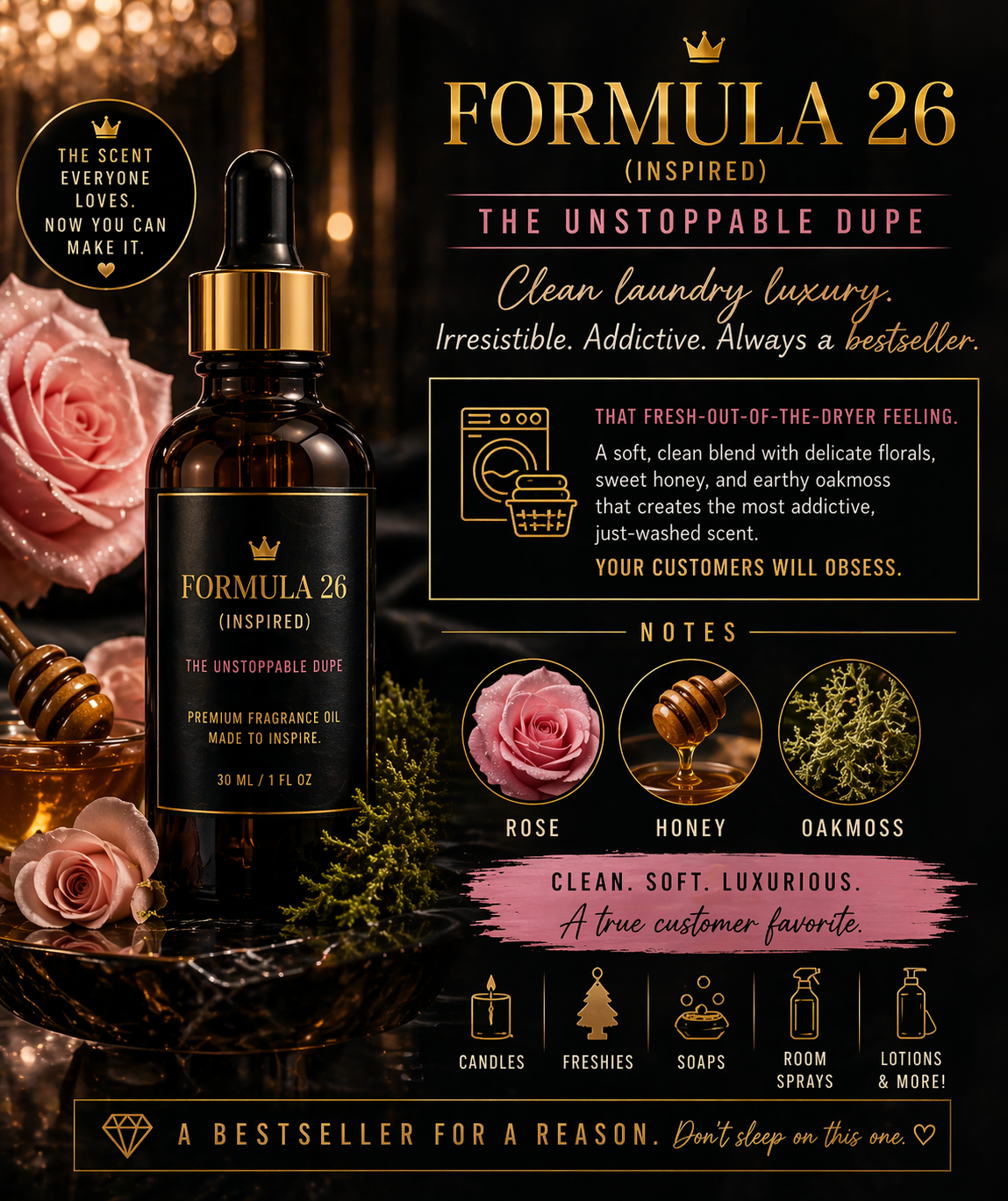 Luxury Fragrance Oil - Formula 26 (type) - Inspired by: Downy #26 Unstoppables