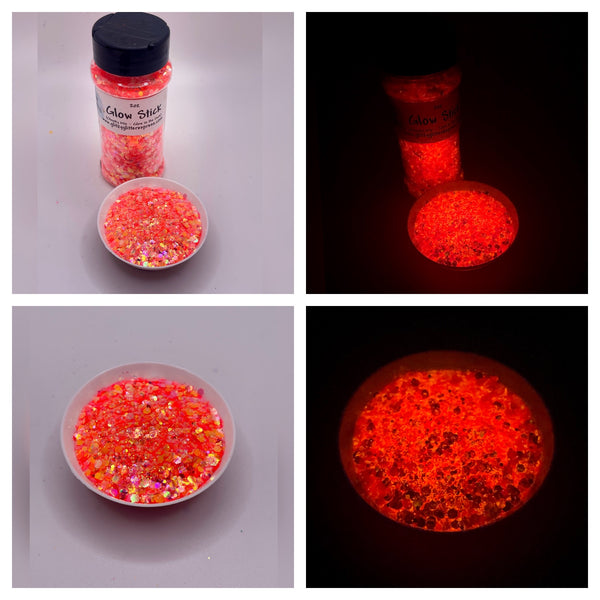 Chunky Mix: 2oz Glow Stick Glow Neon Coral to Orange