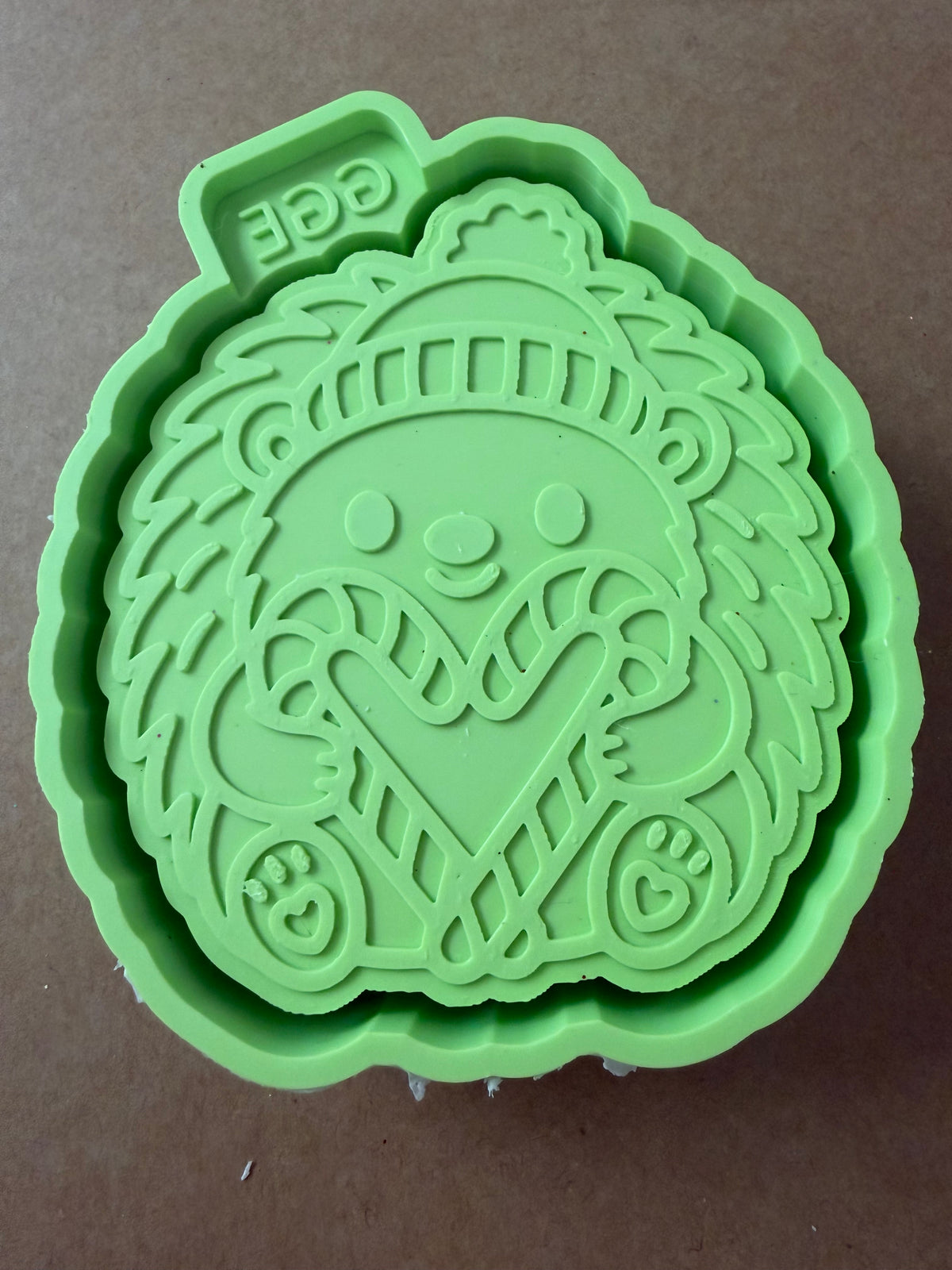 Hedgehog with Candy Cane Heart - Silicone Mold