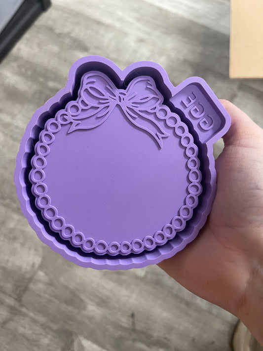 Beaded Frame w/Bow BLANK - Silicone Mold
