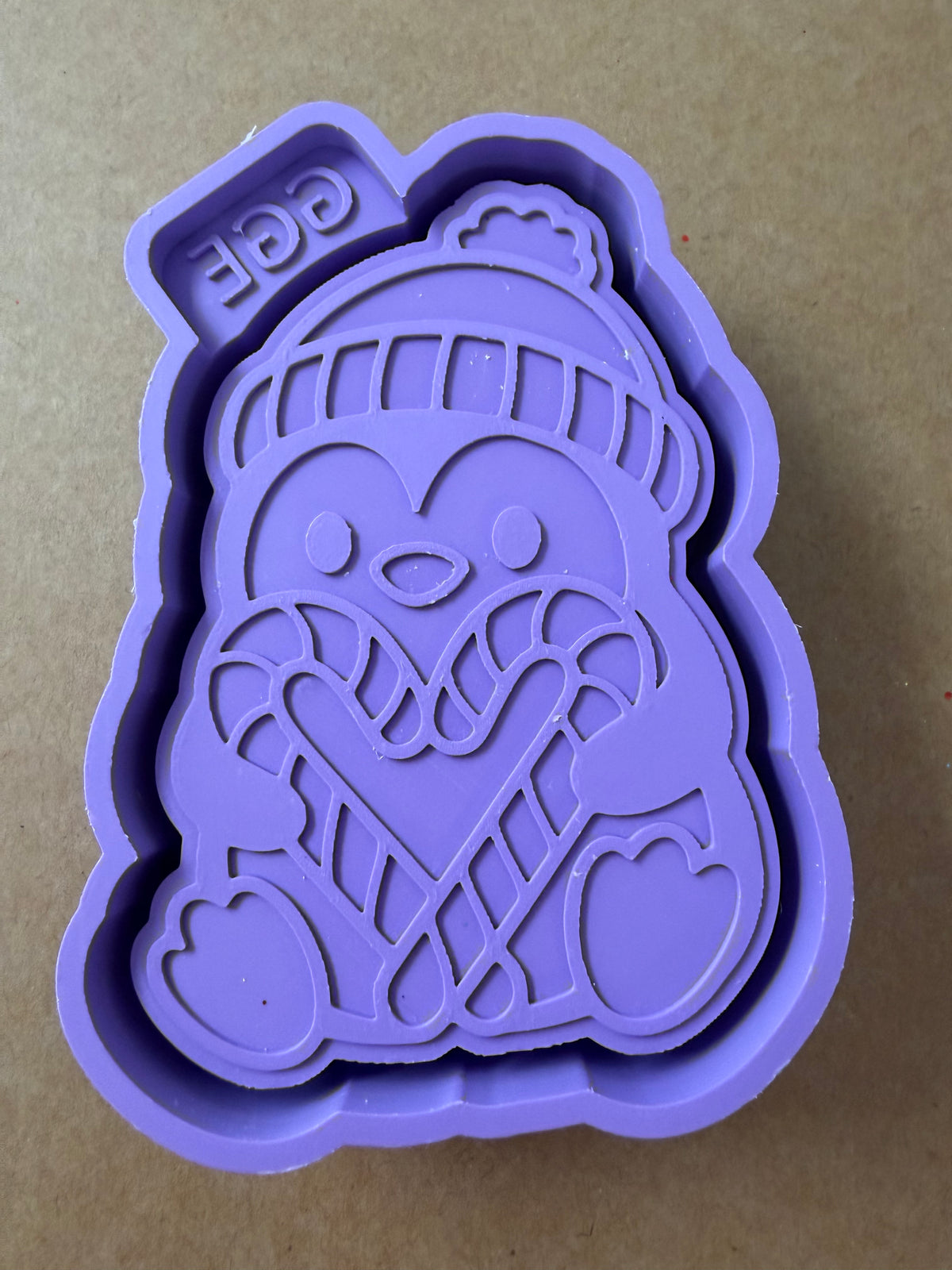 Penguin with Candy Cane Heart - Silicone Mold