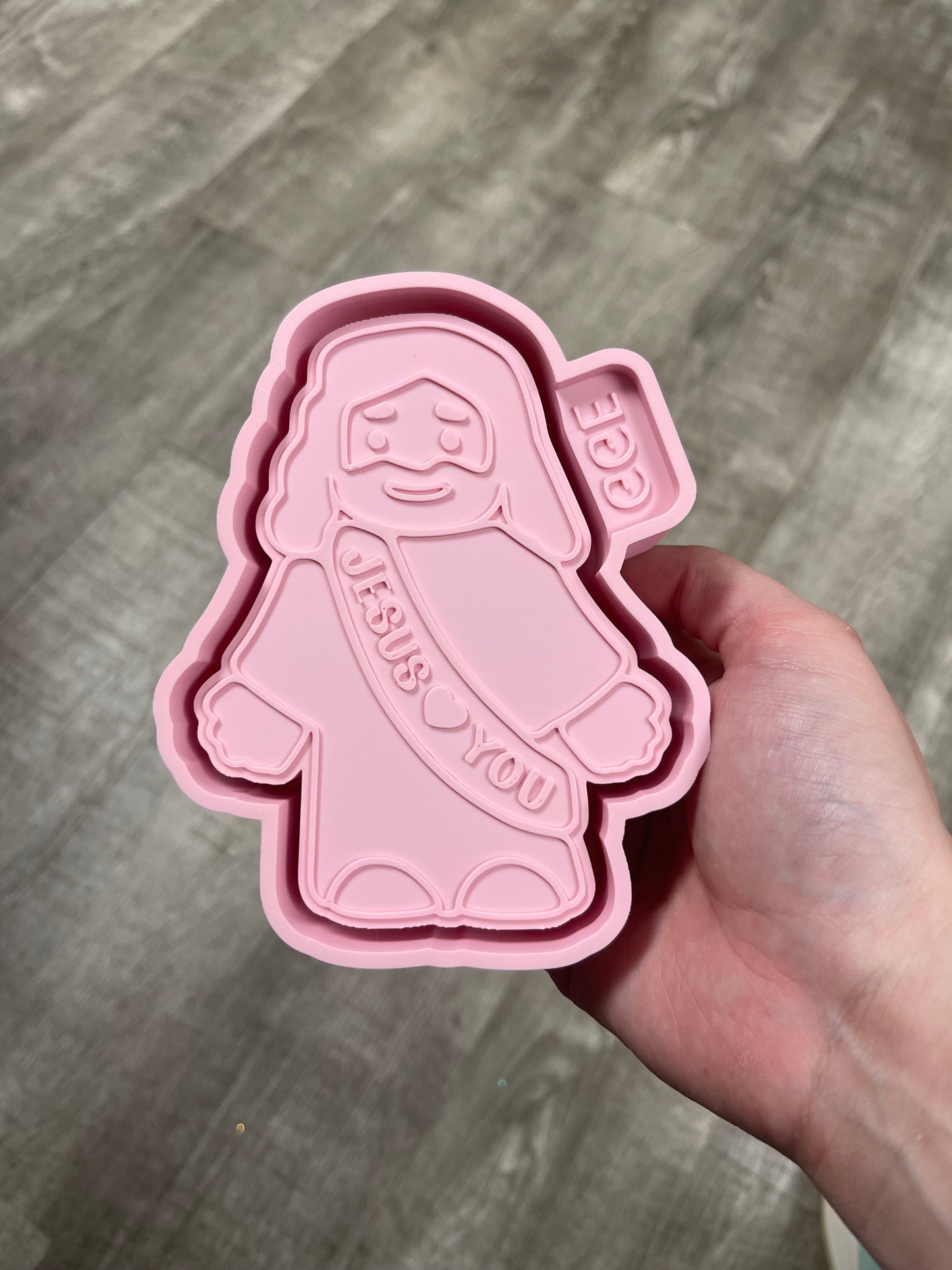 Jesus Mini Figure Inverted Jesus Loves You  - Silicone Mold