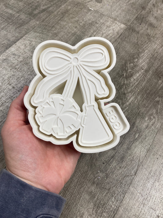 Cheer Pom and Megaphone with Coquette Bow - Silicone Mold