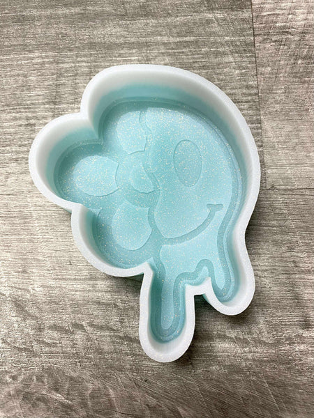 Silicone Mold: Drippy Smiley w/ Flower