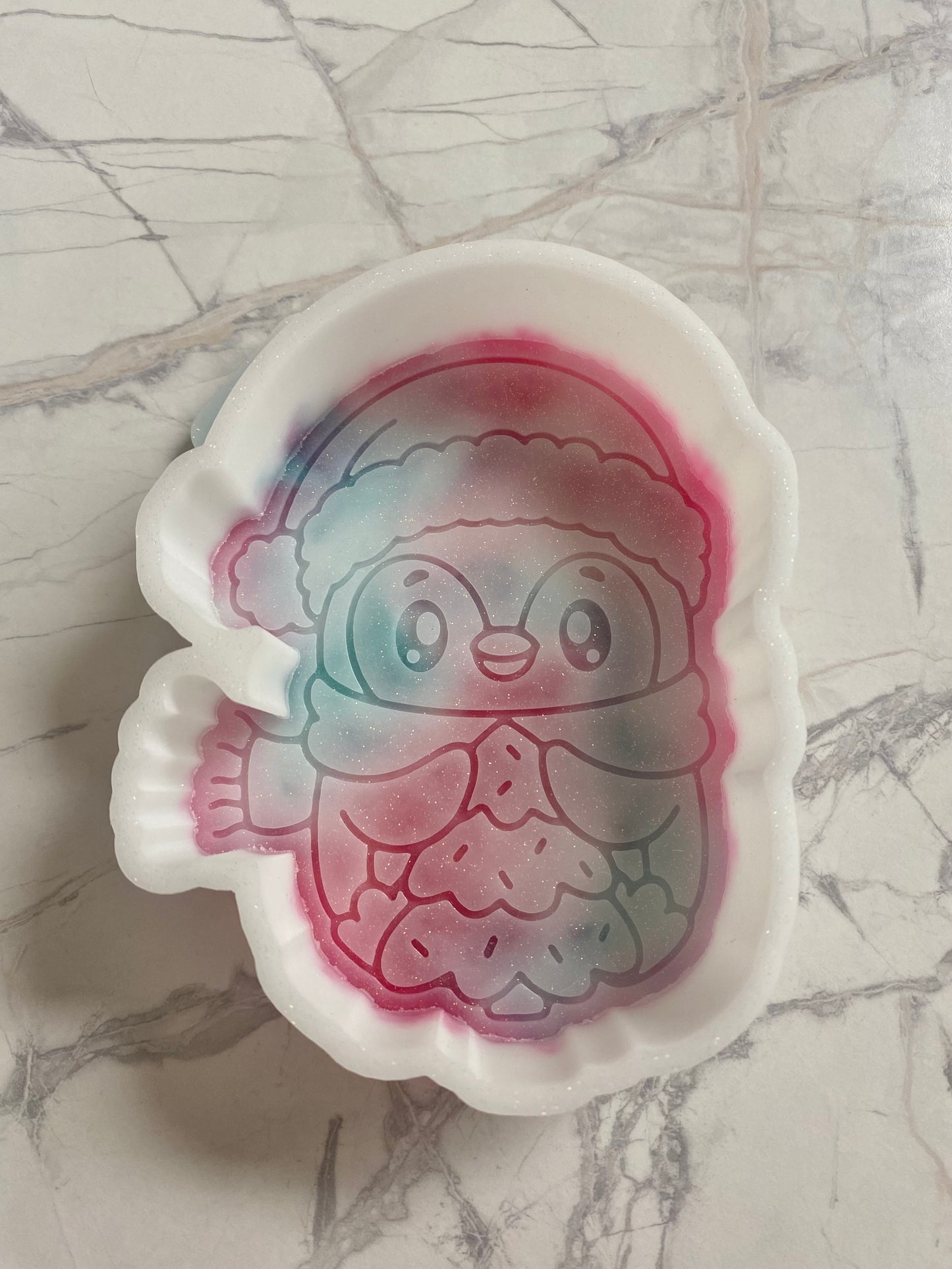 Penguin Holding Xmas Tree Mold - Silicone Mold