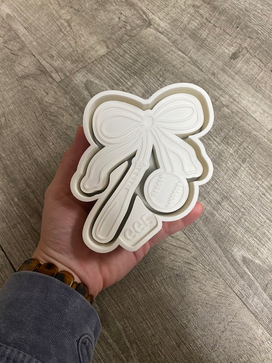 Baseball and Bat with Coquette Bow - Silicone Mold