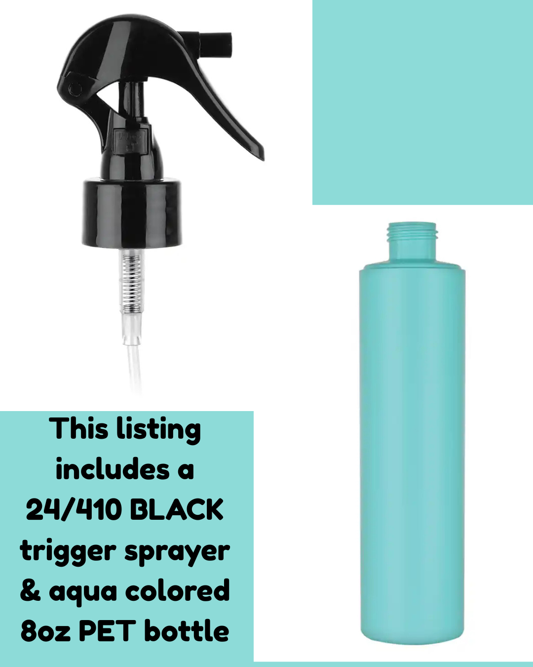 8oz Aqua Bottle Sets With Black Trigger Sprays