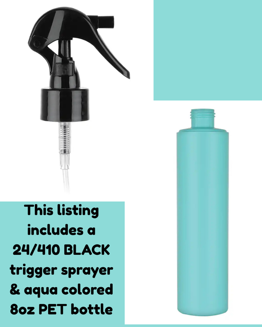 8oz Aqua Bottle Sets With Black Trigger Sprays