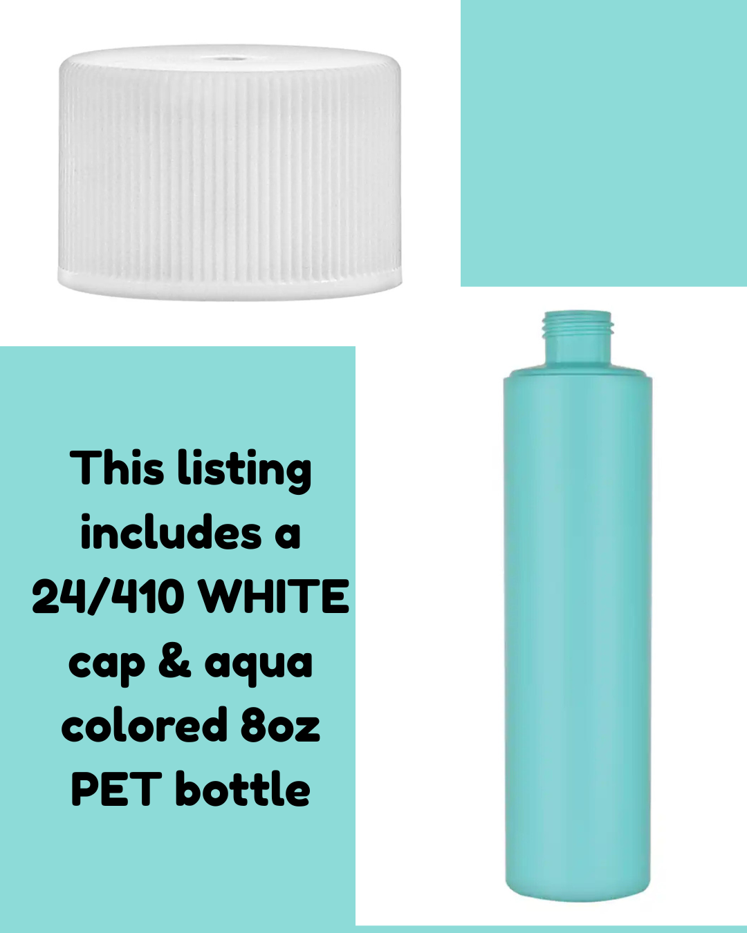 8oz Aqua Bottle Sets With White Cap