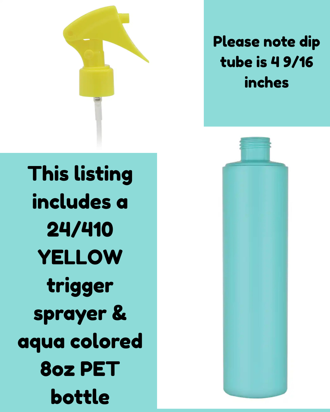 8oz Aqua + Yellow Trigger Spray Bottle Sets