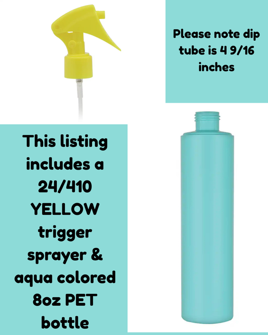 8oz Aqua + Yellow Trigger Spray Bottle Sets