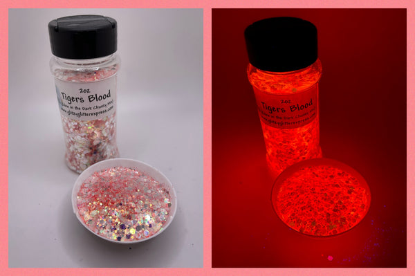 Chunky Mix: 2oz Glow in Dark Glitter - Tiger’s Blood