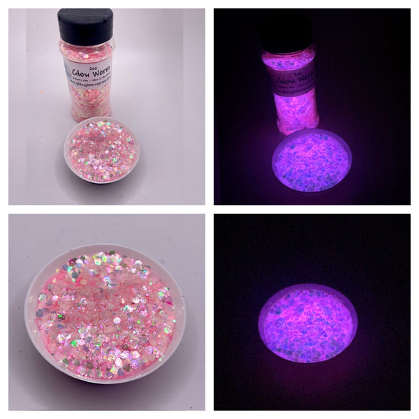 Chunky Mix: 2oz Glow Worm Glow Pink to Purple