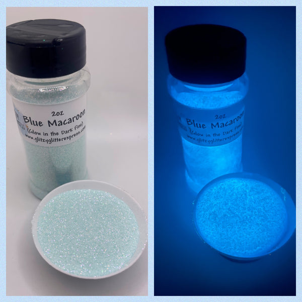 Fine: 2oz Glow in Dark Glitter - Blue Macaroon