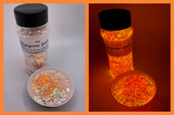 Chunky Mix: 2oz Glow in Dark Glitter - Tangerine Queen