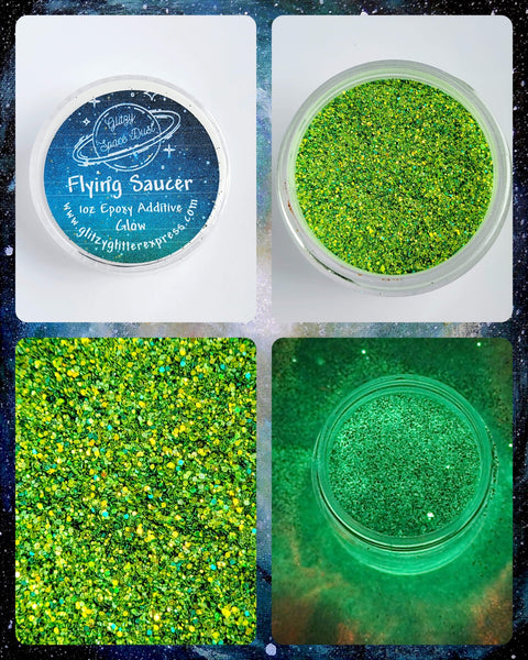 SPACE DUST EPOXY ADDITIVE 1OZ: Flying Saucer (GLOWS in DARK)