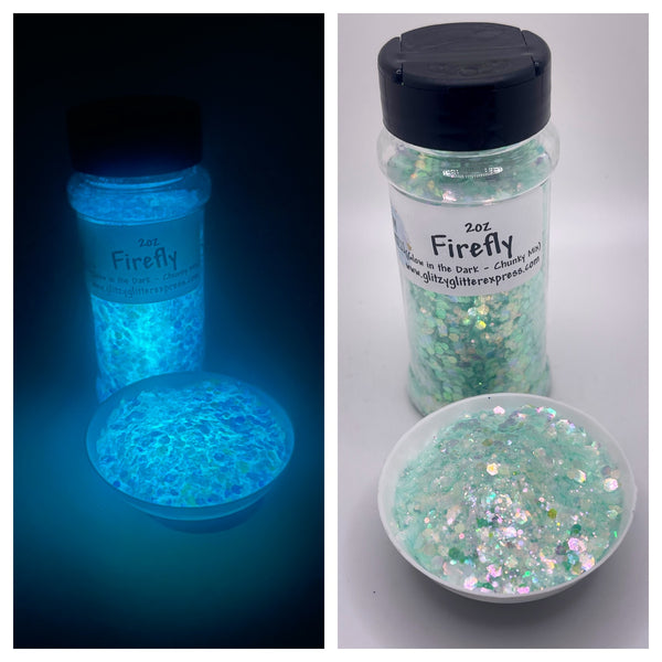 Chunky Mix: 2oz Firefly Glow Blue to Dark Blue